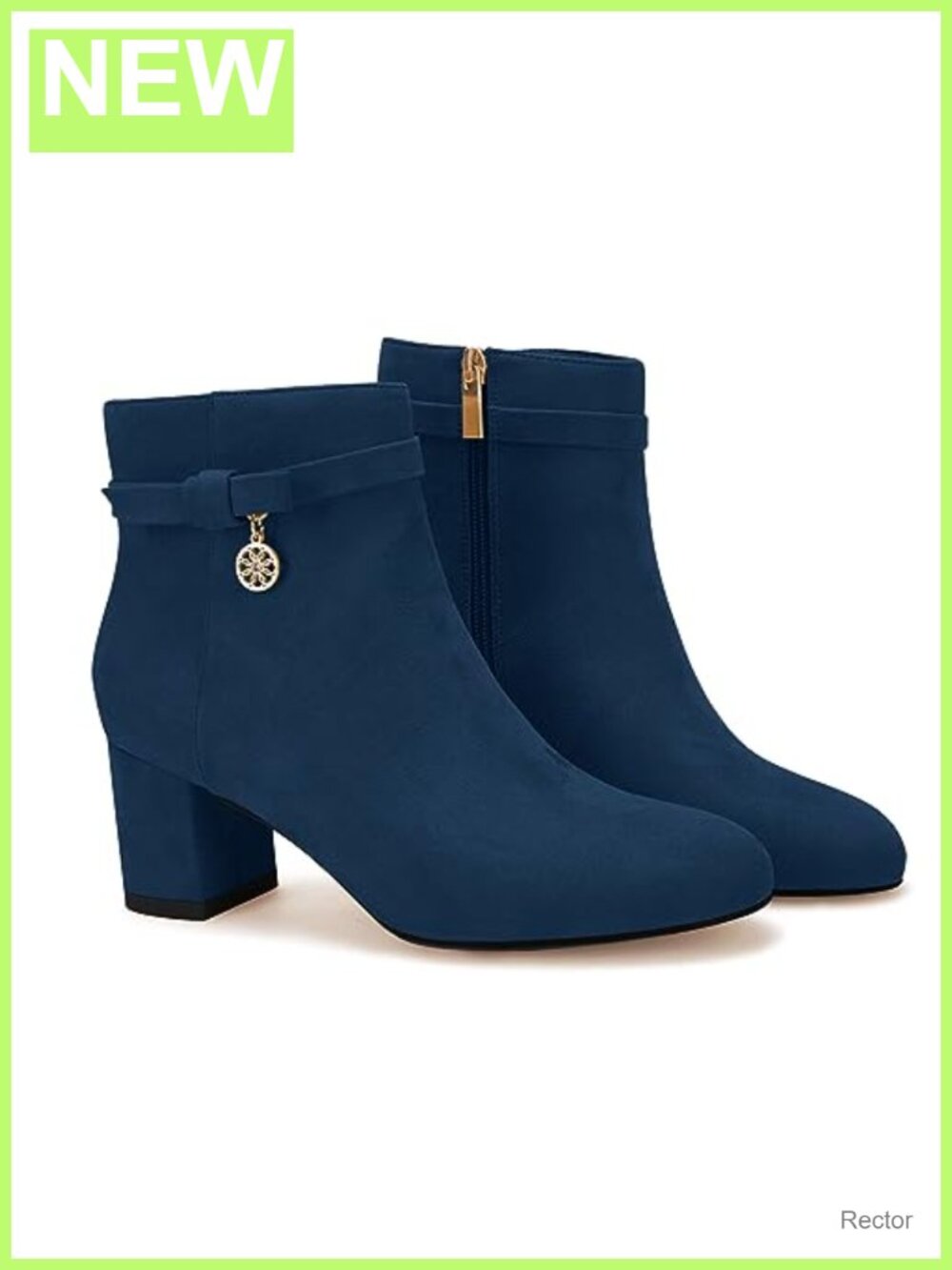 Women's Vintage Suede Ankle Boots Chunky Block Low Heel Tie Knot Side Zipper